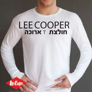 חולצה טי לבנה ארוכה צווארון עגול LEE COOPER 561041