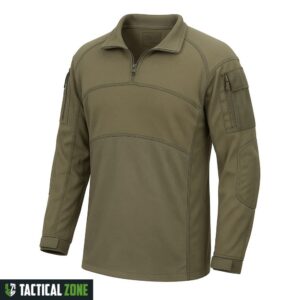 חולצה טקטית בהירה בצבע ירוק זית עם רוכסן צוואר וכריות מגן במרפקים - Tactical Zone