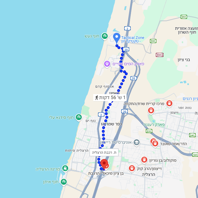 טקטיקל זון מסלול הליכה תחנה רכבת הרצליה