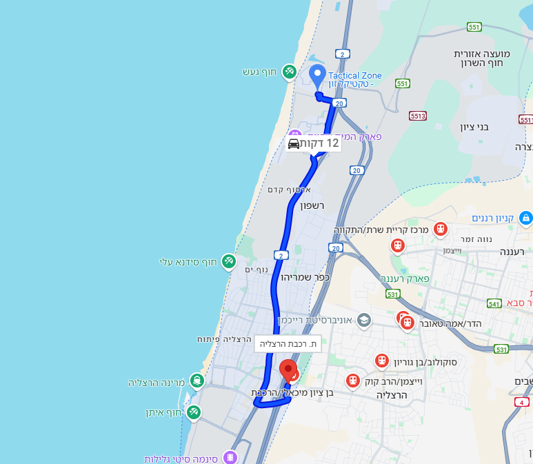 טקטיקל זון מסלול נסיעה תחנה רכבת הרצליה