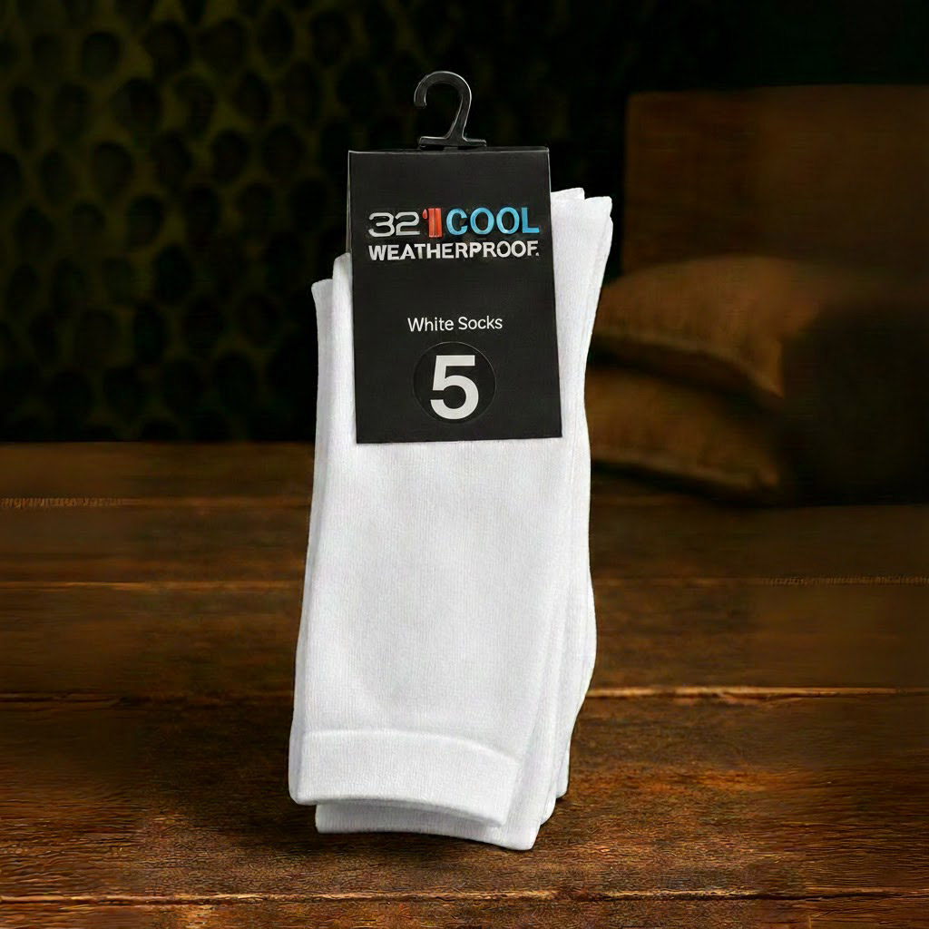 חמישיית גרבי כותנה בצבע לבן