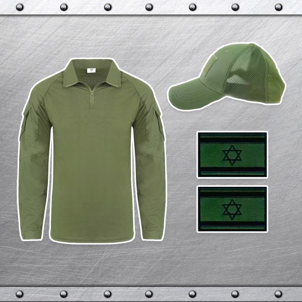 זוג פאצ'ים לכובע טקטי דגל ישראל - ירוק שחור