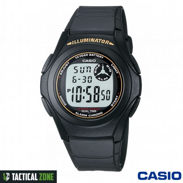 שעון דיגיטלי שחור עם מסגרת זהובה CASIO F200W-9A
