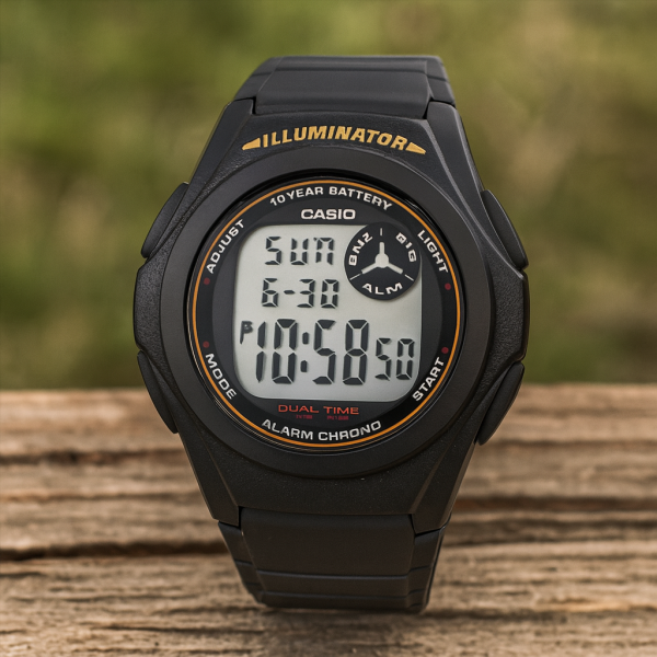 שעון דיגיטלי שחור עם מסגרת זהובה CASIO F200W-9A