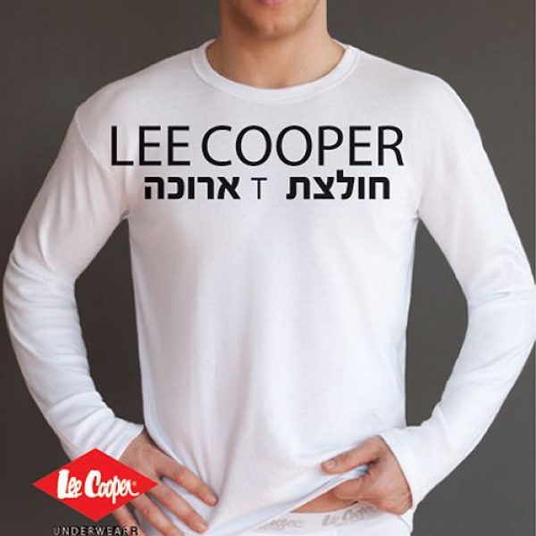 חולצה טי לבנה ארוכה צווארון עגול LEE COOPER